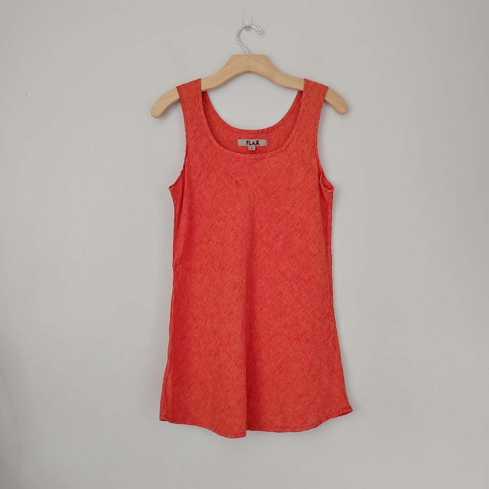 Flax Linen Tank Top Size Small Orange Red